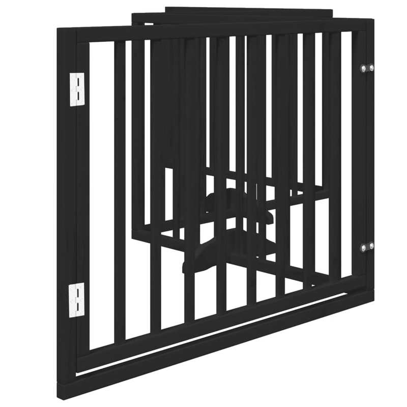 Hondenren – Puppyren – Hondenhek – Hondenkennel – Opvouwbaar – 4 Panelen – Populierenhout & Aluminium – 320 cm Lengte – Met Deur – Modulair & Draagbaar – Zwart