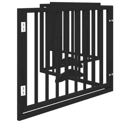 Hondenren – Puppyren – Hondenhek – Hondenkennel – Opvouwbaar – 4 Panelen – Populierenhout & Aluminium – 320 cm Lengte – Met Deur – Modulair & Draagbaar – Zwart