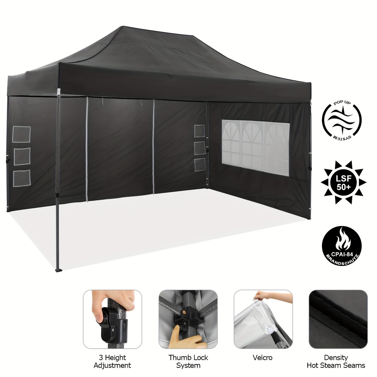 Pop-up Canopy Tent – Partytent – Zonnescherm – Carport – Vouwtent – Blauw – 3,05x4,57 Meter – 4 Afneembare Zijwanden