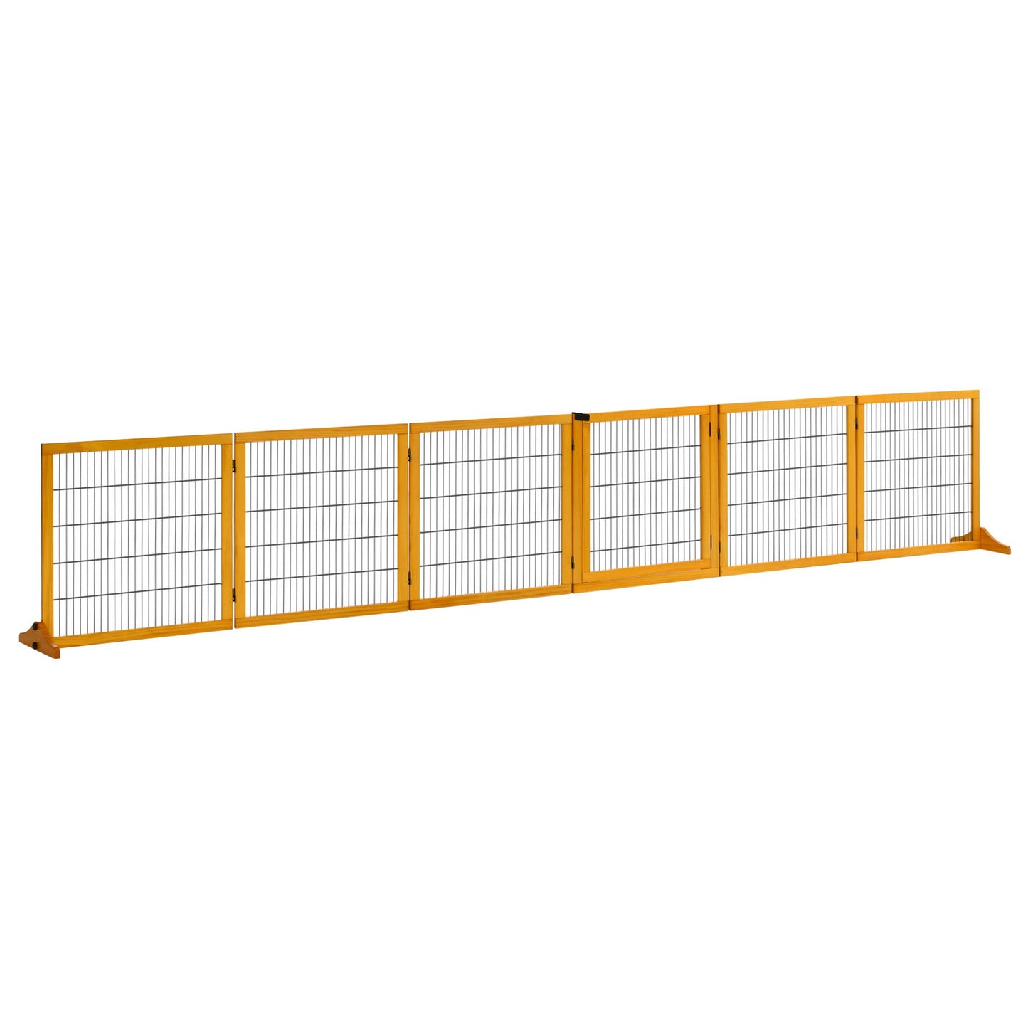 Zelfstandige Hondenafzetting – Hondenhek – Hondenpoort – Huisdierafscheiding – Panelenhek – Modulair Opvouwbaar – Grenenhout – 432 cm Breed – Geel