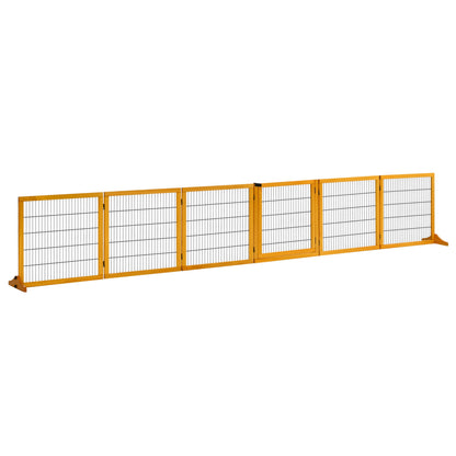 Zelfstandige Hondenafzetting – Hondenhek – Hondenpoort – Huisdierafscheiding – Panelenhek – Modulair Opvouwbaar – Grenenhout – 432 cm Breed – Geel