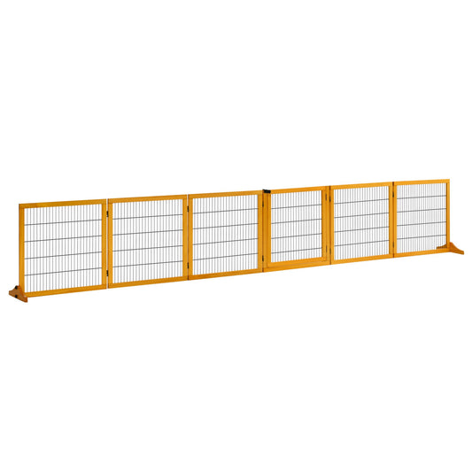 Zelfstandige Hondenafzetting – Hondenhek – Hondenpoort – Huisdierafscheiding – Panelenhek – Modulair Opvouwbaar – Grenenhout – 432 cm Breed – Geel