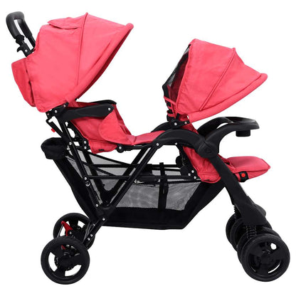 Tandem Buggy – Duo Buggy – Tweelingwagen – Dubbele Kinderwagen – Duo Kinderwagen – Stalen Frame – Inklapbaar