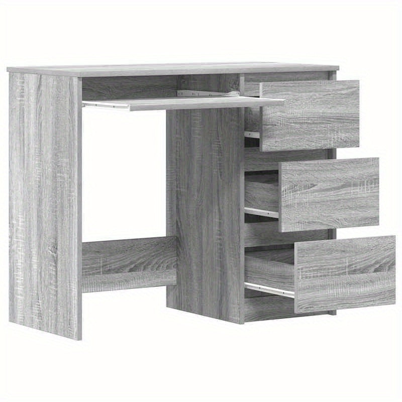 Bureau – Computerbureau – Studietafel – Werkplekmeubel – Tafel – Grijs – Compact Formaat 90x45x76 cm – Stevig Houtmateriaal met Opberglades