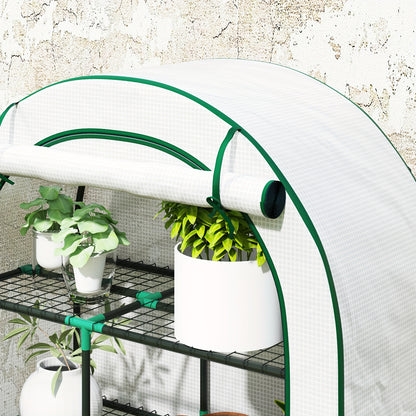 Kas met Rond Dak – Kweekkas – Balkonkas – Tuinkas – Tomatenkas – Wit – Met Deur en Schappen – 100 x 45 x 160 cm – Winterbestendig Plastic Folie