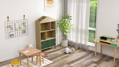 AIYAPLAY 'S Library Bookshelf 'S Storage Shelf 'S Room Toy Storage Furniture with 4 Niches, Cabinet for Playroom, 'S Room, Living Room - 80 X 30 X 140, 5 Cm Green