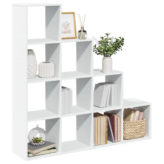 Room Divider Bookcase 4-Tier White 131.5x29x131.5cm Engineered Wood Bookcase Shelves Storage Cabinet Display Rack Bookshelf for Living Room, Home Office, Utility Racks
