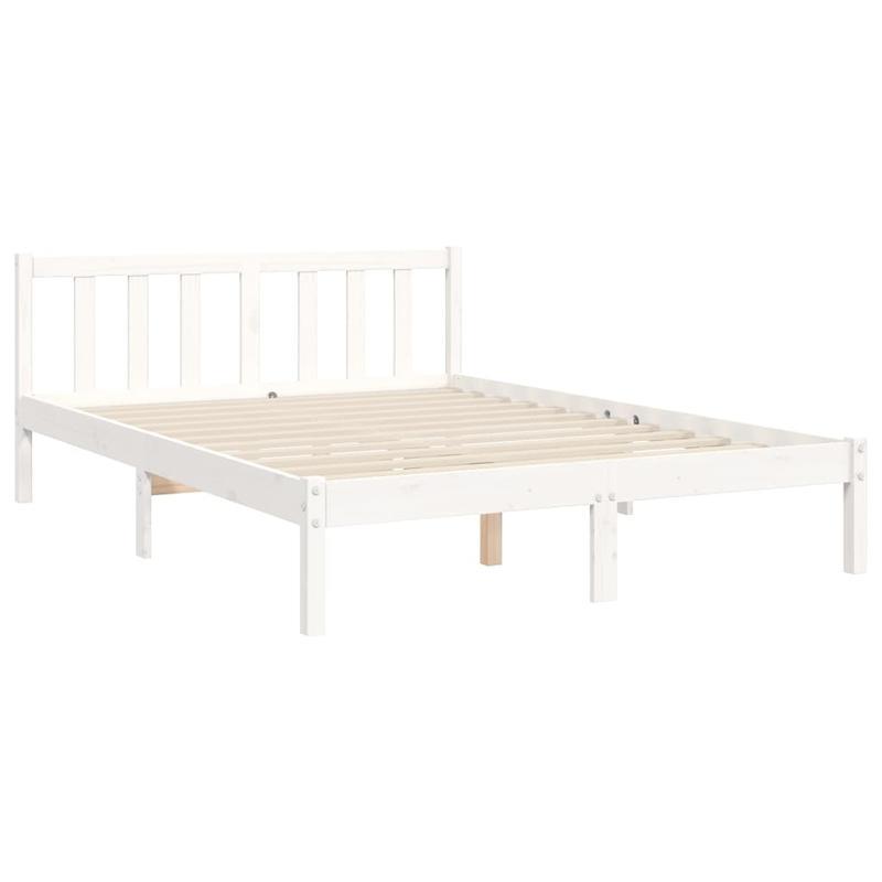 White Wooden Bed Frame 120x200cm - Contemporary Minimalist Design with Headboard, Easy Assembly, Durable & Removable, Perfect for Modern Bedroom Decor, Bedroom Furniture, Sleek Headboard, Sturdy Construction