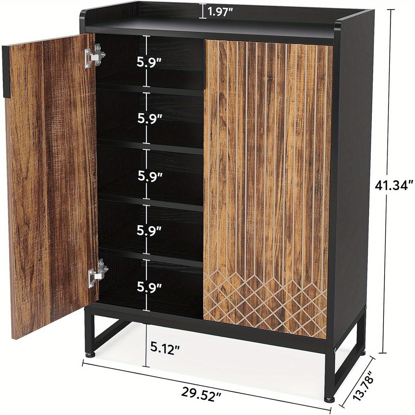 Schoenenkast – Schoenopberger – Schoenrek – Schoenbord – Schoenmeubel – 25 Paar Capaciteit – Stabiele Houten Constructie Zwart & Bruin