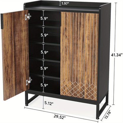 Schoenenkast – Schoenopberger – Schoenrek – Schoenbord – Schoenmeubel – 25 Paar Capaciteit – Stabiele Houten Constructie Zwart & Bruin
