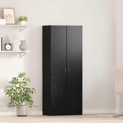 Dressoir – Opbergkast – Ladekast – Buffetkast – Zijkast – Zwart Eikenhout – Ruim 60x32x153 cm – Met Wieltjes