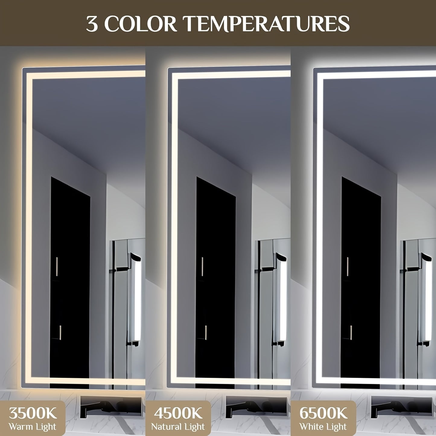 Verlichte Badkamerspiegel – Led Spiegel – Wandspiegel – Make-up Spiegel – Verlichte Spiegel – 100x60 cm – Instelbare Led-Verlichting – Metalen Frame