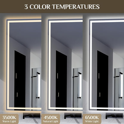 Verlichte Badkamerspiegel – Led Spiegel – Wandspiegel – Make-up Spiegel – Verlichte Spiegel – 100x60 cm – Instelbare Led-Verlichting – Metalen Frame