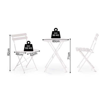 Bistroset – Tuinset – Terrasmeubel – Balkonset – Inklapbare Tafel Met 2 Stoelen – Stalen, Weerbestendig Design – Compact En Makkelijk Op Te Bergen – Blauw