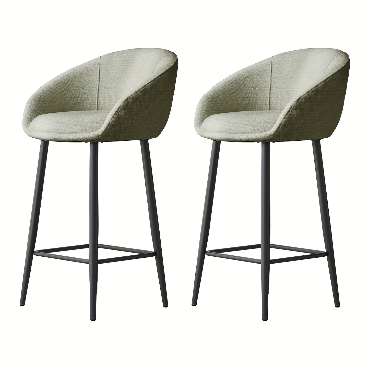 Barstoel – Barkruk – Barstoel Kruk – Barstoelen – Barkrukken Set van 2 – Zonder Armleuning – Zithoogte Barkruk – Met Voetsteun – Stabiel Frame – Comfortabele Gevoerde Zitting - Groen