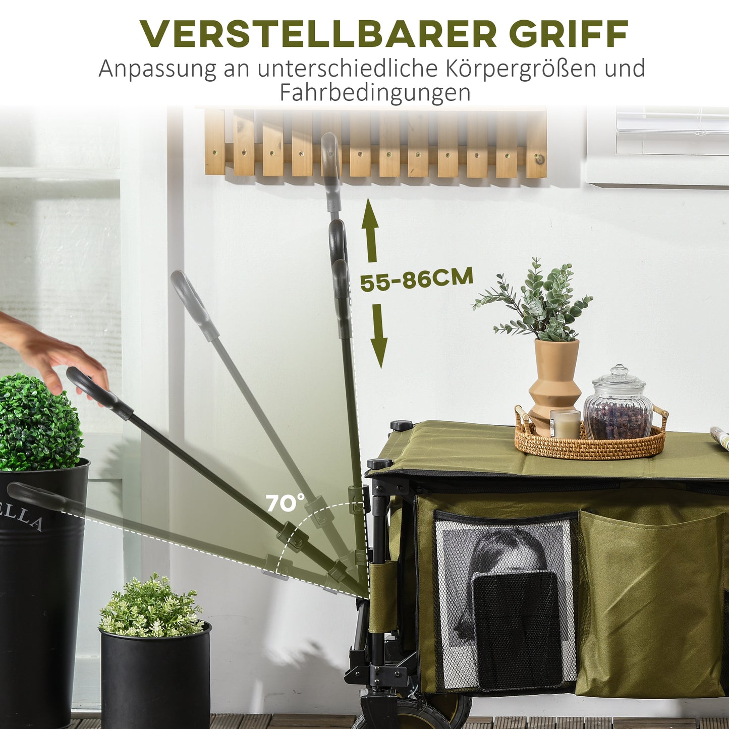Vouwkar – Bolderkar – Steekwagentje – Transportkar – Inklapbare kar – Draagvermogen 120 kg – Stalen frame groen