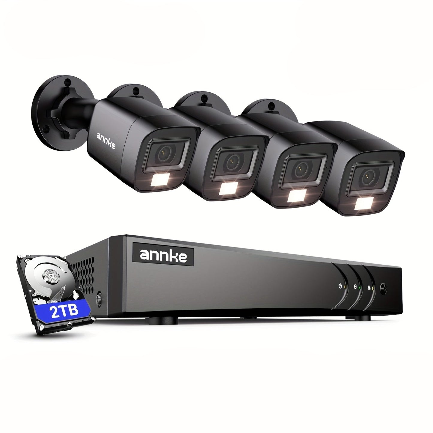 Beveiligingssysteem – Camerabewaking – Surveillance Set – CCTV Systeem – Beveiligingscamera Pakket – 8-Kanaals Recorder – AI Mens- en Voertuigdetectie – 1080P HD Nachtzicht 20m