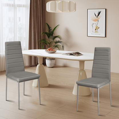 Eetkamerstoelen – Keukenstoelen – Stoelen – Dinerstoelen – Zitkamerstoelen – Kunstleren Bekleding – Ergonomische Hoge Rugleuning – Set van 6 – Armlijn Design – Grijs