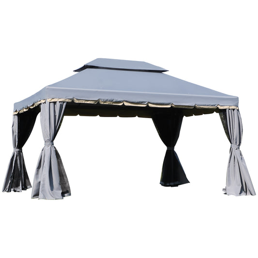 Tuinpaviljoen – Tuinhuis – Prieel – Pergola – Overkapping – Lichtgewicht Aluminium Frame – 4x3 Meter Met Muskietennetten