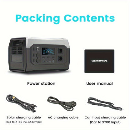 Powerstation – Draagbare Generator – Mobiele Stroomvoorziening – Noodstroom – Powerbank – 1800W Vermogen – Snelle 1-2U Oplaadtijd – Pure Sinusgolf Inverter – LiFePO4 Batterij – Compact & Duurzaam