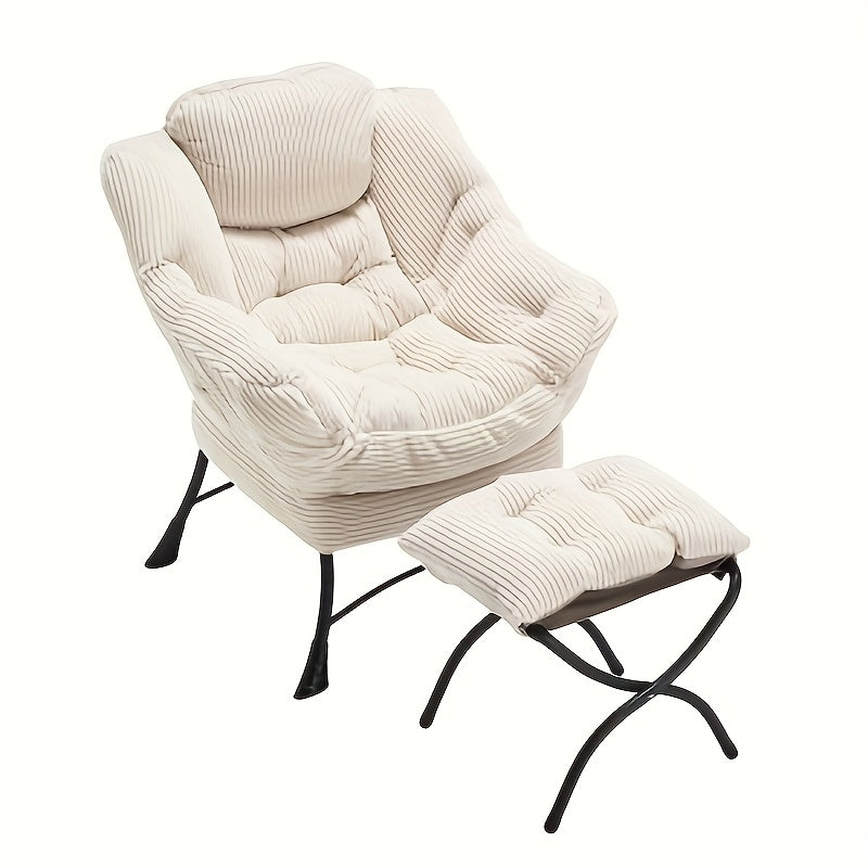 Loungefauteuil – Lounge Stoel – Relaxstoel – Draaistoel – Fauteuil – Met 2-laags Kussen – 360° Draaibaar Met Verstelbare Zithoogte – Wit