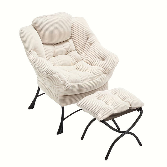 Loungefauteuil – Lounge Stoel – Relaxstoel – Draaistoel – Fauteuil – Met 2-laags Kussen – 360° Draaibaar Met Verstelbare Zithoogte – Wit