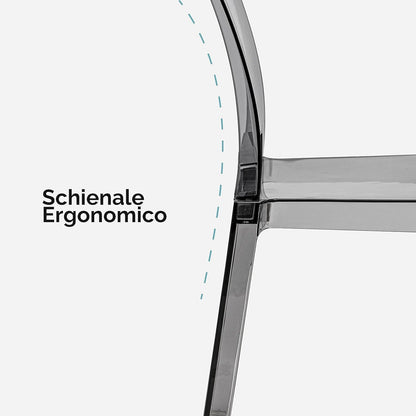 Kunststof Stoel – Transparante Stoel – Kuipstoel – Kruk – Eetkamerstoel – Ergonomische Gebogen Rugleuning – Duurzaam Polycarbonaat – Set van 4