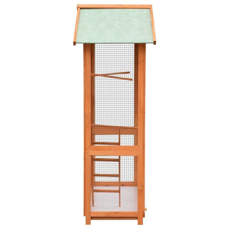Vogelkooi – Vogelhuis – Vogelren – Vogelverblijf – Vogelkooi Massief Hout – Groot Formaat 125,5x59,5x164 cm – Duurzaam Grenen & Sparrenhout – Meerdere Niveaus & Uitneembare Lades