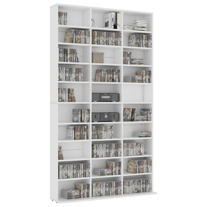 CD Cabinet White 102x16x177.5cm Engineered Wood CD Tower CD Storage Cabinet Shelf for Living Room Bedroom and Office, Utility Racks