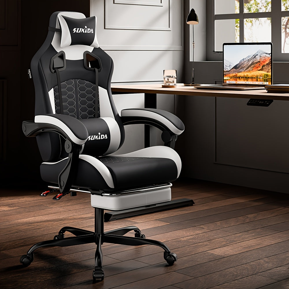 Gamingstoel – Gamestoel – Gaming Chair – Game Stoel – Bureaustoel – Ergonomisch Ontwerp – Verstelbare Voetsteun