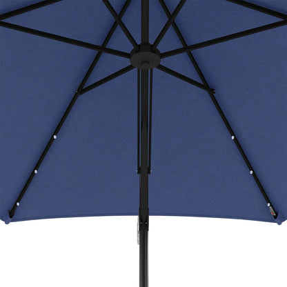 Parasol – Zonnescherm – Buitenscherm – Terrasparasol – Stabiele Parasol – Verstelbare Hoogte – Aluminium Frame – Donkerblauw Polyester – Kruisvoet 55-60 kg – Handmatige Slinger