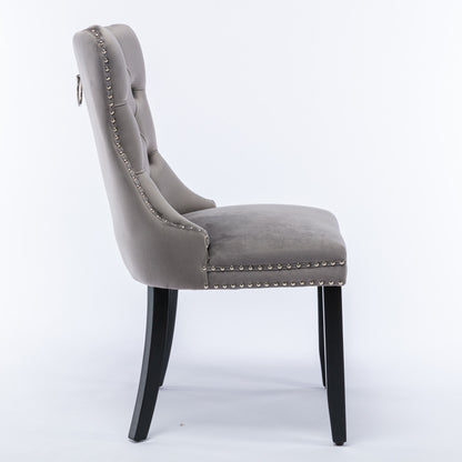 Eetkamerstoelen – Stoelen – Dining Chairs – Tafeldstoelen – Velvet Stoelen – Khaki – Fluwelen Bekleding – Robuuste Houten Poot