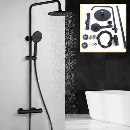 Regendouche Set – Doucheset – Thermostatische Douche – Handdouche – Badkamerkraan – Mat Zwart – Constante Temperatuur – Krasbestendig & Duurzaam Materiaal