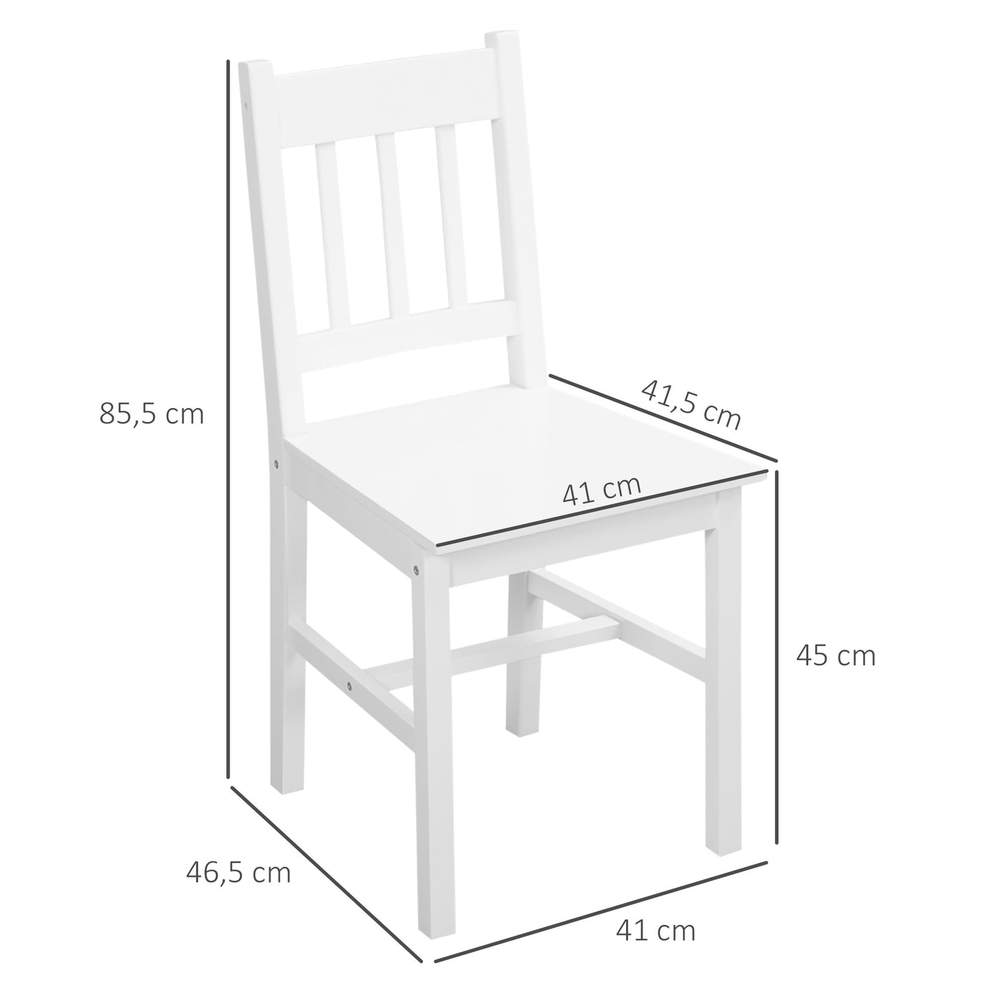 Eetkamerstoel – Küchenstuhl – Stoel – Houten Stoel – Wit – Massief Hout – Comfortabele Leuning