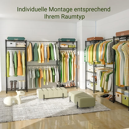 Kledingrek – Garderoberek – Kledinghanger – Dressboy – Kledingstandaard – Verstelbaar 175-230 cm – Carbonstaal Zwart – Draagkracht 395 kg – Ruimtebesparend