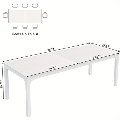 Eettafel – Tafel – Keukentafel – Dinerbank – Eetkamertafel – Industrieel Design – Wit Gelakt MDF Tafelblad – Verstelbare Metalen Poten – 199,9 cm Voor 8 Personen