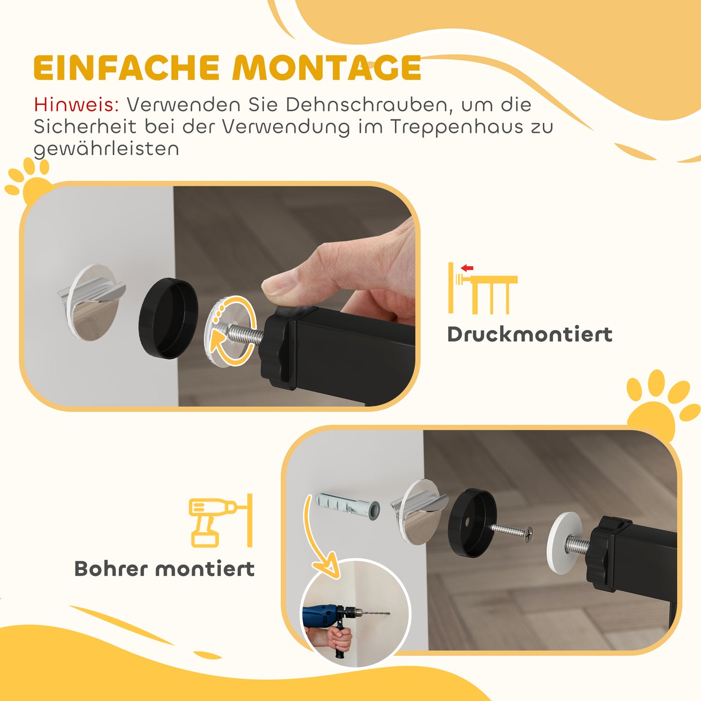Hondenrek – Hondenhek – Veiligheidshekje – Traphekje – Dierenhek – Verstelbaar 75-115 cm – Stalen Frame met ABS – Klembevestiging – Zwart