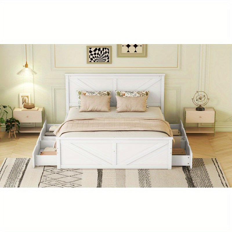 = WX000406AAA1 160X200 Simple Wooden Spray Bed with Four Drawers White