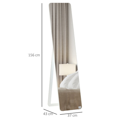 Full-Body Spiegel – Garderobespiegel – Staande Spiegel – Opvouwbare Spiegel – Muurspiegel – Wit – Stevig Dennenhouten Frame – 160 cm Hoog
