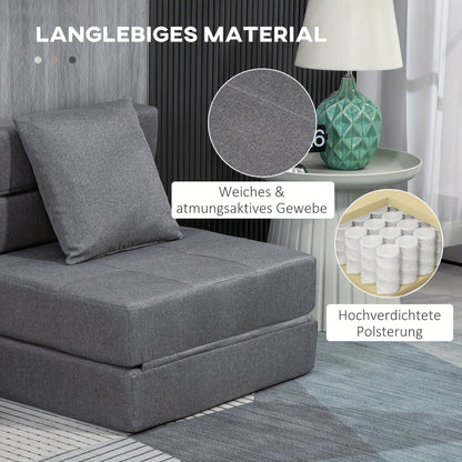 Slaapstoel – Slaapbank – Zetelbed – Logeerbed – Slaapfauteuil – Inklapbaar – Belastbaar Tot 100 kg – Donkergrijs