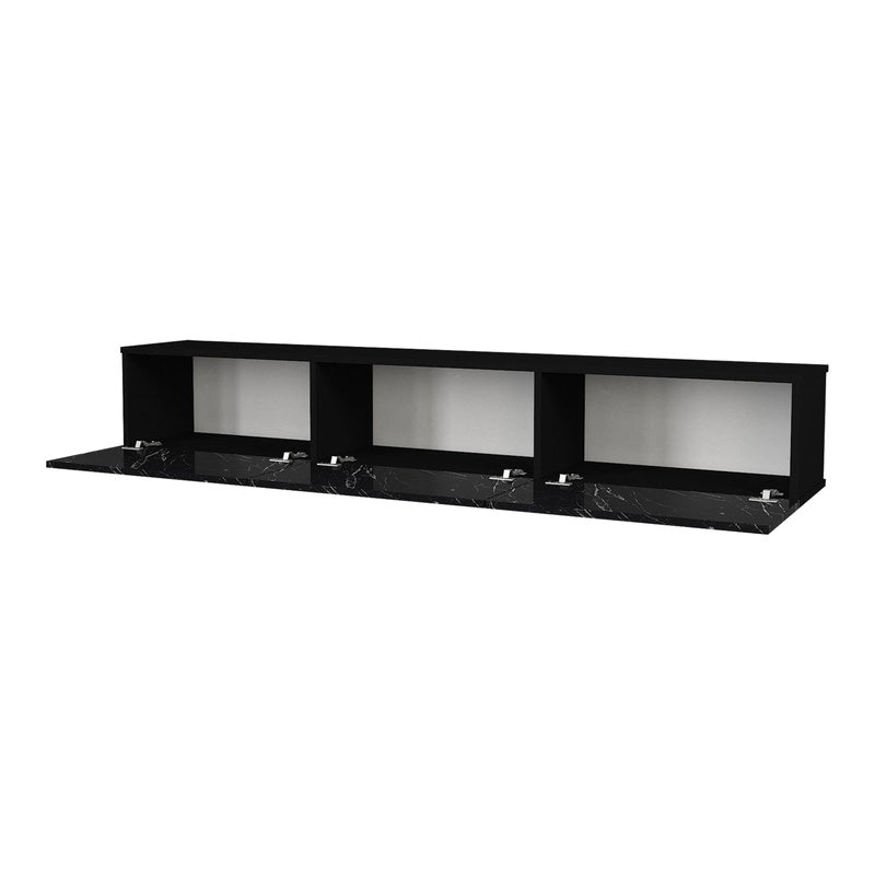 TV Meubel – TV Kast – TV Dressoir – Mediameubel – Hangend TV Meubel – Zwart – 180x31x29,5 cm – 3 Opslagvakken