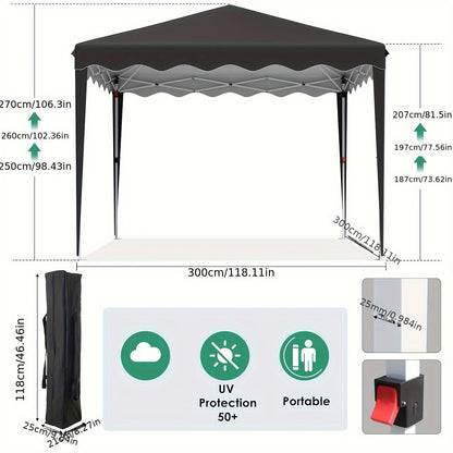 Gazebo 3x3 – Tuinpaviljoen – Partytent – Klaptent – Vouwtent – Winterbestendig – UV-bescherming 50+ – Stevig gepoedercoat metalen frame