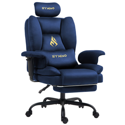 Ergonomische Bureaustoel – Kantoorstoel – Werkstoel – Studiebureaustoel – Computerstoel – Navy Blue – Memory Foam Zitting – Metalen Frame