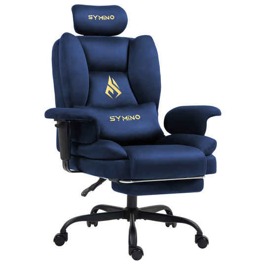 Ergonomische Bureaustoel – Kantoorstoel – Werkstoel – Studiebureaustoel – Computerstoel – Navy Blue – Memory Foam Zitting – Metalen Frame