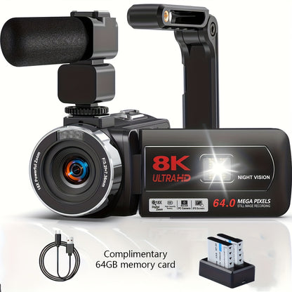 Videocamera – Camcorder – Vlogcamera – Filmcamera – Digitale Camera – 8K Ultra HD Resolutie – 18x Digitale Zoom & Infrarood Nachtvisie