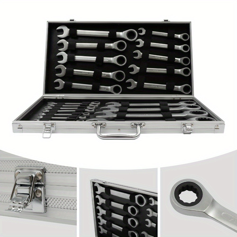 Ratel Ringsleutelset – Ratelring Wrenchset – Ringsleutel Set – Ratelringsleutel – Sleutelset – 22-delig – Chroom-Vanadium Staal – 6-32mm