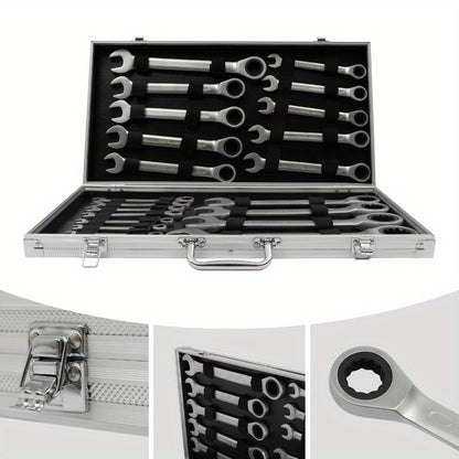 Ratel Ringsleutelset – Ratelring Wrenchset – Ringsleutel Set – Ratelringsleutel – Sleutelset – 22-delig – Chroom-Vanadium Staal – 6-32mm