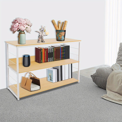 Modern Floor-Standing Bookshelf Double-Tier Storage Unit Multi-Functional Storage Cabinet Suitable for Dorms, Apartments, Classrooms, Offices, and More 35cm Shelf Spacing, Utility Racks