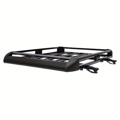 Aluminum Black Roof Rack Cargo Basket - Heavy-Duty 68.04 KG Capacity, Aerodynamic Design with Heavy-Duty Cross Bars & Easy No-Drill Installation, High Quality & Corrosion-Resistant, Large Roof Luggage Carrier for Cars, SUVs,