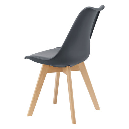 Eetkamerstoel – Stoel – Kuipstoel – Keukenstoel – Woonkamerstoel – Set van 6 – PU Kunstleer Bekleding – Beukenhouten Frame 81x49 cm